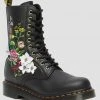 New In Dr. Martens 1490 Bloom Nappa Leather 10-Eyes Boots Black