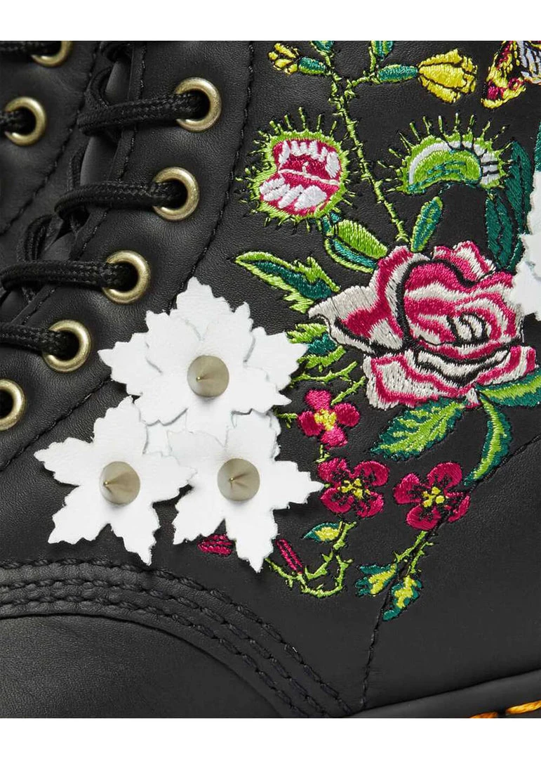 New In Dr. Martens 1490 Bloom Nappa Leather 10-Eyes Boots Black