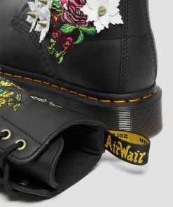 New In Dr. Martens 1490 Bloom Nappa Leather 10-Eyes Boots Black