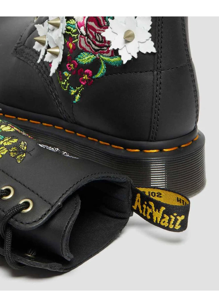 New In Dr. Martens 1490 Bloom Nappa Leather 10-Eyes Boots Black