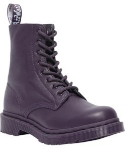 New In Dr. Martens 1460 Pascal Mono Virginia Soft Leather Boots Blackcurrent Purple