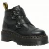 New In Dr. Martens Devon Flower Soft Leather Platform Boots Black