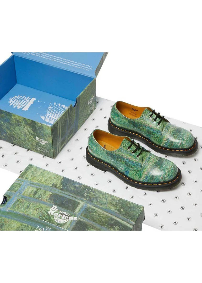 New In Dr. Martens X National Gallery 1461 Monet Lily Pond Shoes Multi