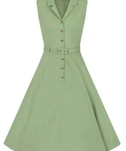 Collectif Caterina 50's Sleeveless Swing Dress Green