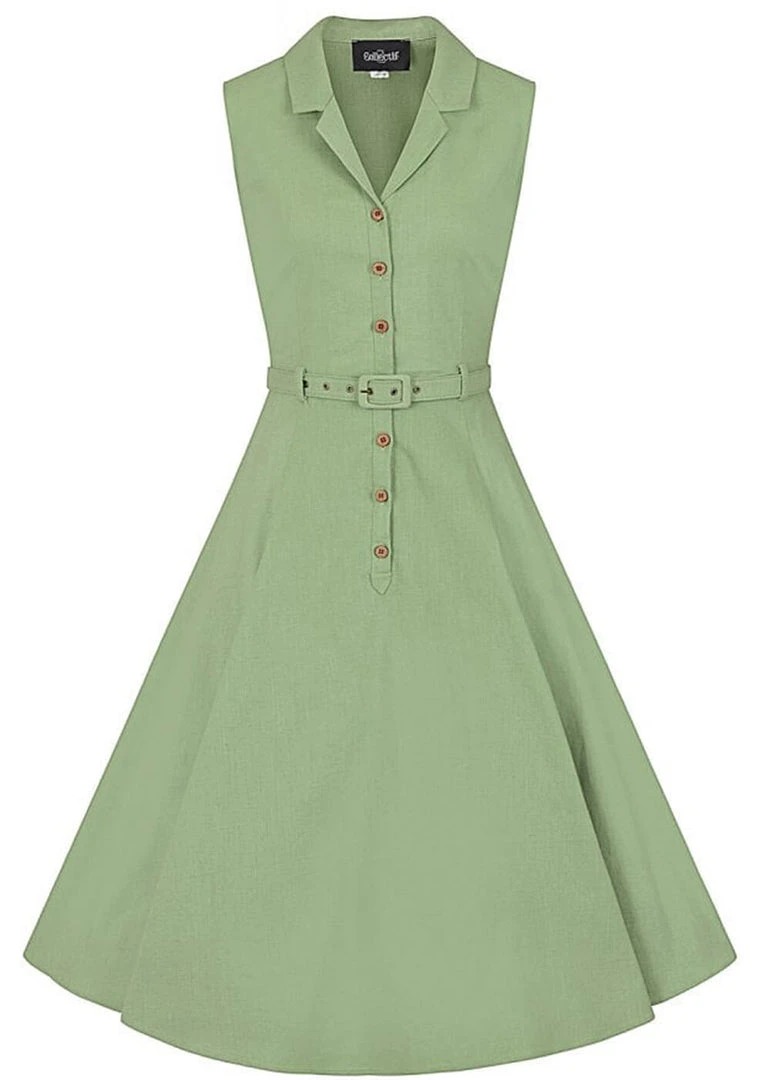 Collectif Caterina 50's Sleeveless Swing Dress Green