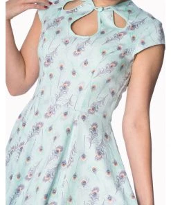 Dresses Banned Peacock Feather 50's Swing Dress Blue