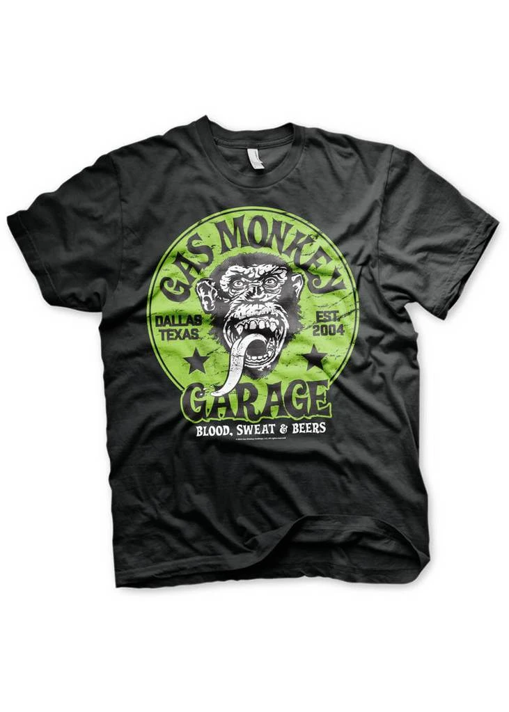 Gas Monkey Garage Mens Green Logo T-Shirt Black
