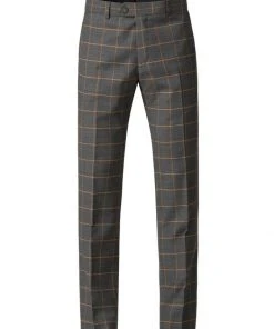 New In Gibson London Oliver Check Trousers Grey