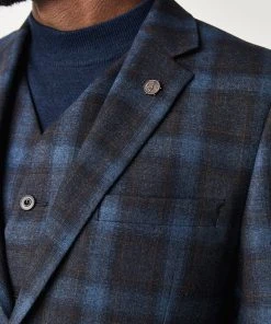 Gibson London Harry Check Jacket Teal New In