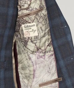 Gibson London Harry Check Jacket Teal New In