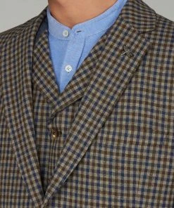 New In Gibson London Fred Gingham Jacket Brown Blue