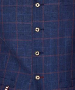 New In Gibson London Rupert Linnen Waistcoat Blue