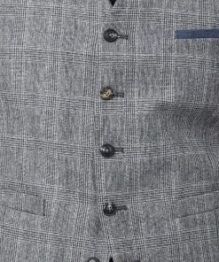 Gibson London Daniel Check Waistcoat Grey