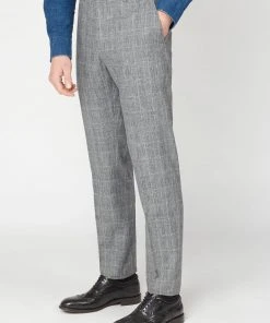 Gibson London Daniel Check Trousers Grey New In