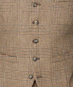 Gibson London Sean Check Waistcoat Brown