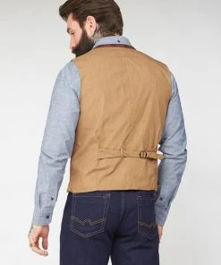 Gibson London Jason Check Waistcoat Orange New In