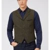 New In Gibson London Olly Shetland Waistcoat Green