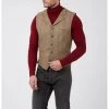 Gibson London Bernard Herringbone Waistcoat Brown