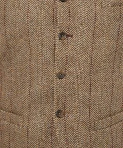 Gibson London Bernard Herringbone Waistcoat Brown