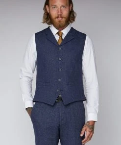 Gibson London Danny Tweed Trousers Blue
