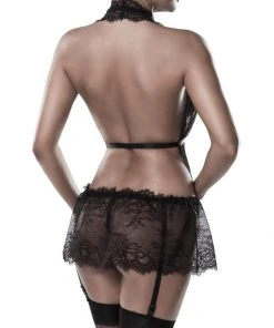 New In Grey Velvet Hannah Lace Set Black
