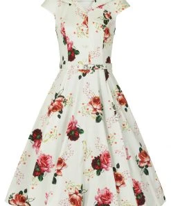 New In Hearts & Roses Delilah Floral 50's Swing Dress Cream