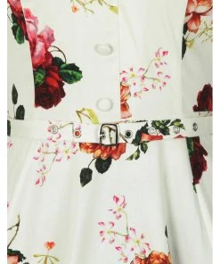 New In Hearts & Roses Delilah Floral 50's Swing Dress Cream