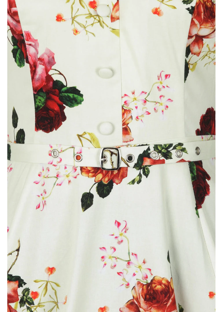 New In Hearts & Roses Delilah Floral 50's Swing Dress Cream