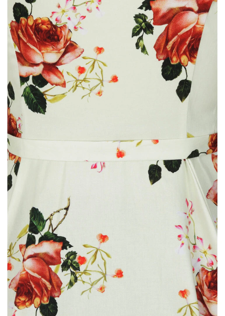 New In Hearts & Roses Delilah Floral 50's Swing Dress Cream
