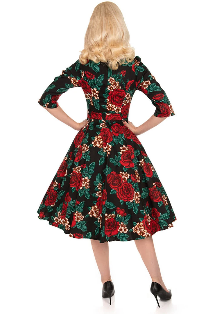 New In Hearts & Roses Anne Manie 50's Swing Dress Black