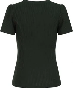 Hearts & Roses Susan Knitted 60's Top Green New In