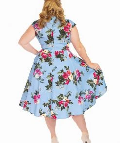 Hearts & Roses Jolene Floral 50's Swing Dress Blue