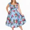 Hearts & Roses Jolene Floral 50's Swing Dress Blue