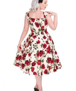 Hearts & Roses With Love 50's Swing Dress Ivory New In