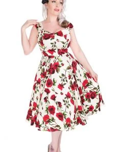 Hearts & Roses With Love 50's Swing Dress Ivory New In
