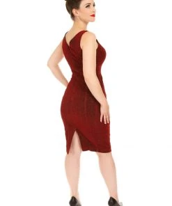 Hearts & Roses Ariel Sparkle 50's Pencil Dress Red