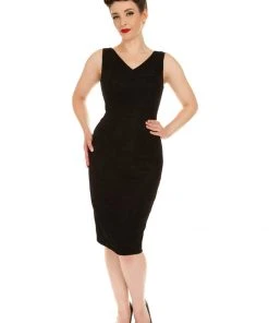 New In Hearts & Roses Ariel Sparkle 50's Pencil Dress Black