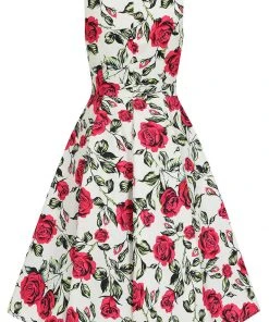 Hearts & Roses Hazel Floral 50's Swing Dress Ivory