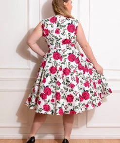 Hearts & Roses Hazel Floral 50's Swing Dress Ivory