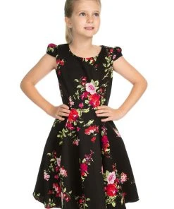 Hearts & Roses Kids Charming 50's Swing Dress Black New In