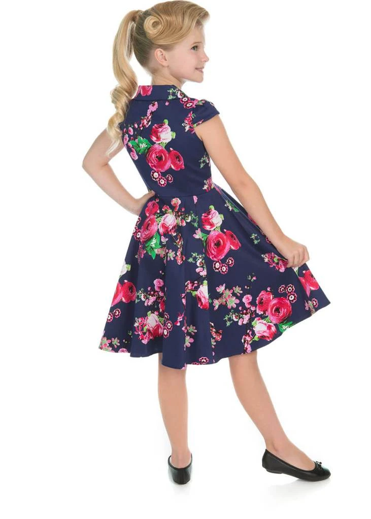 Hearts & Roses Kids Midnight Garden 50's Swing Dress Navy New In