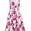 Hearts & Roses Pink Cherry Blossom 50's Swing Dress White