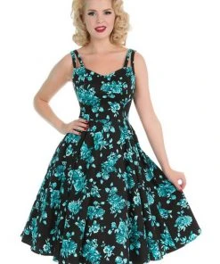 New In Hearts & Roses Rosacea 50's Swing Dress Black