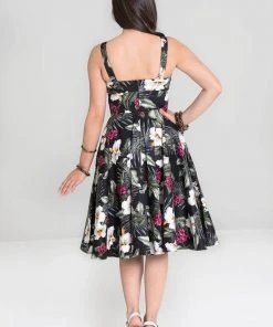 New In Hell Bunny Tahiti 50's Swing Dress Black