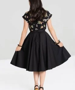 Hell Bunny Paula 50's Swing Skirt Black New In