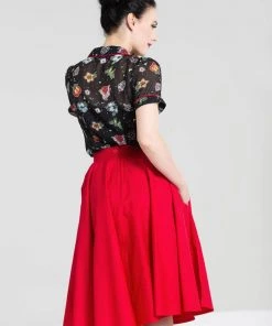 Hell Bunny Paula 50's Swing Skirt Red New In