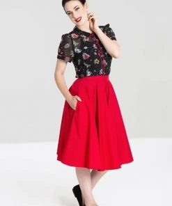 Hell Bunny Paula 50's Swing Skirt Red New In