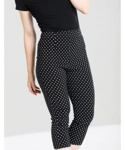 New In Hell Bunny Kay Polkadot 50's Capri Trousers Black