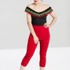 Hell Bunny Tina 50's Capri Trousers Red