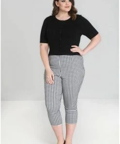 New In Hell Bunny Judy Gingham 60's Capri Trousers Black White